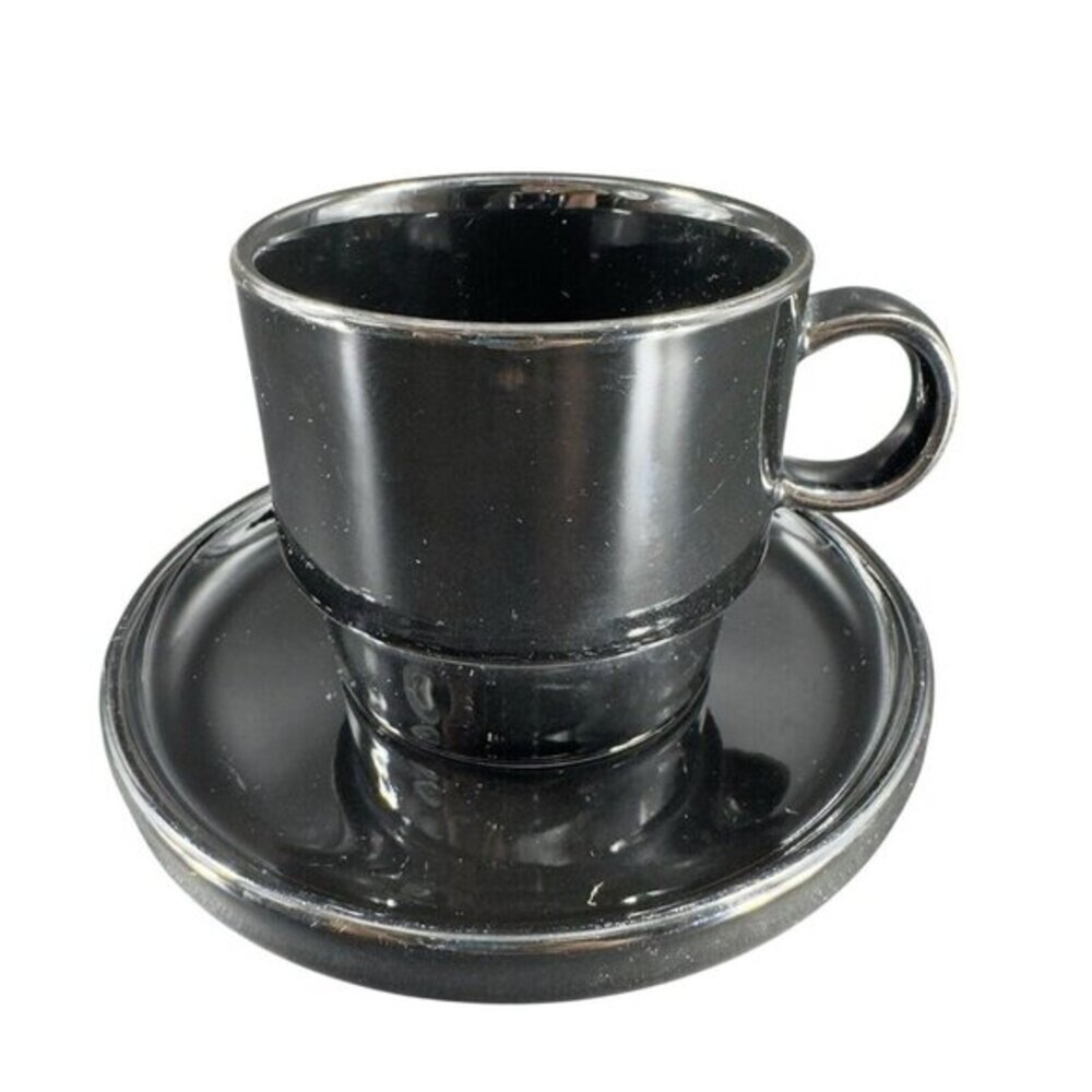 Bauhaus Trend Pacific Stoneware Ceramic Teacup And Saucer‎ Set Black Japan